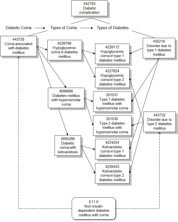 Mapping of ICD10 E10.0